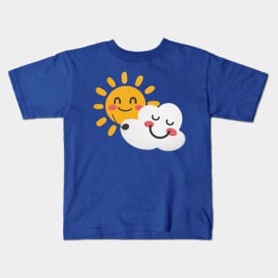 Sun Hugging Cloud - Cute Kawaii Design Kids T-Shirt